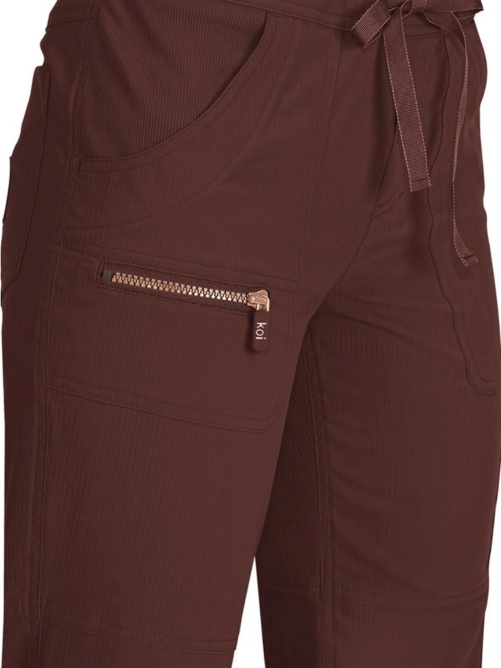 koi Chocolate Brown Utility Scrub Pants with Zipper Pocket
